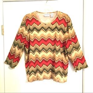 Alfred Dunner crewneck chevron print blouse XLP‎